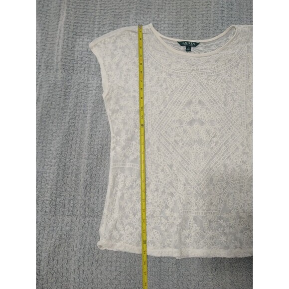 Lauren Ralph Lauren Lace Top Cream Lrg Boho Cottagecore Feminine Y2k Vintage - Picture 3 of 12